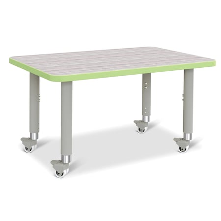 Jonti-Craft Berries Rectangle Activity Table, 24 in. x 36 in., Mobile, Driftwood Gray/Key Lime/Gray 6478JCM451